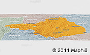 Political Panoramic Map of Arhangay, lighten, semi-desaturated