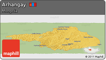 Savanna Style Panoramic Map of Arhangay, single color outside