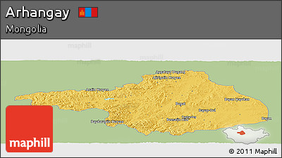 Savanna Style Panoramic Map of Arhangay, single color outside