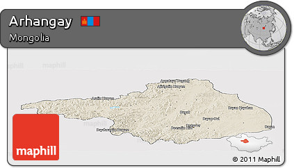 Shaded Relief Panoramic Map of Arhangay, cropped outside