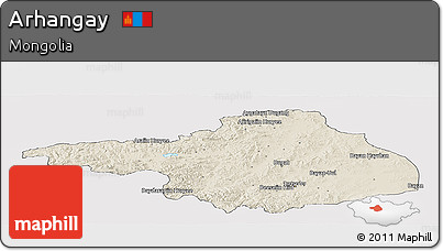 Shaded Relief Panoramic Map of Arhangay, cropped outside