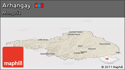 Shaded Relief Panoramic Map of Arhangay, cropped outside
