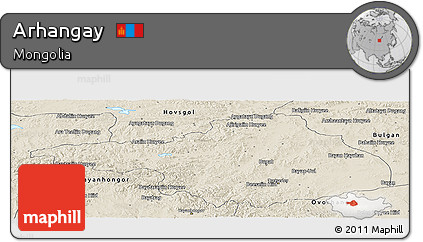Shaded Relief Panoramic Map of Arhangay