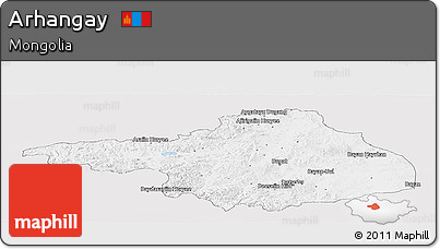 Silver Style Panoramic Map of Arhangay, single color outside