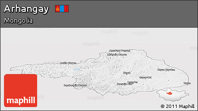 Silver Style Panoramic Map of Arhangay, single color outside