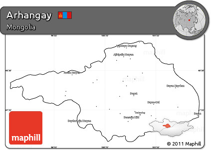 Blank Simple Map of Arhangay, cropped outside
