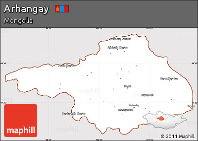 Classic Style Simple Map of Arhangay, cropped outside