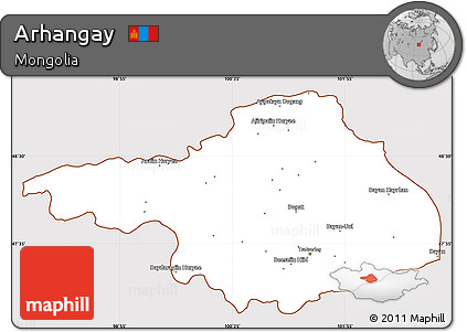 Classic Style Simple Map of Arhangay, cropped outside