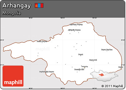Classic Style Simple Map of Arhangay, cropped outside