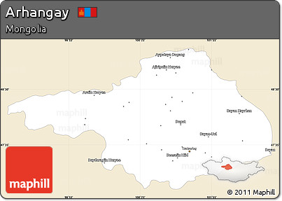 Classic Style Simple Map of Arhangay, single color outside
