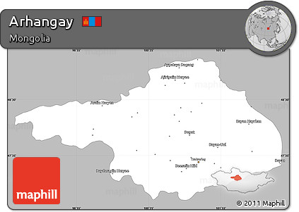 Gray Simple Map of Arhangay, single color outside