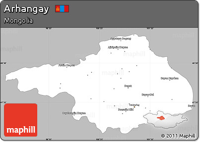 Gray Simple Map of Arhangay, single color outside