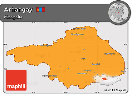 Political Simple Map of Arhangay, cropped outside