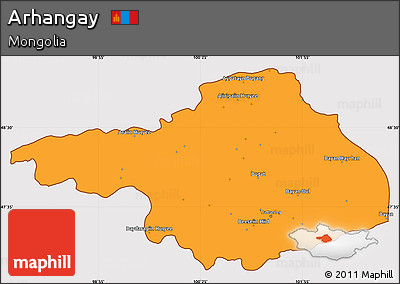 Political Simple Map of Arhangay, cropped outside