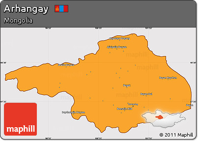 Political Simple Map of Arhangay, cropped outside