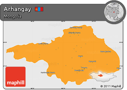 Political Simple Map of Arhangay, single color outside
