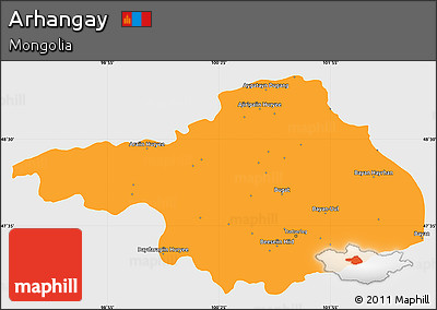 Political Simple Map of Arhangay, single color outside