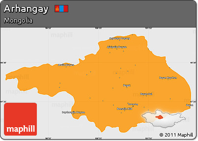 Political Simple Map of Arhangay, single color outside