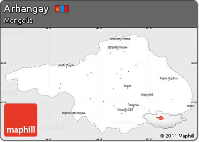 Silver Style Simple Map of Arhangay, single color outside