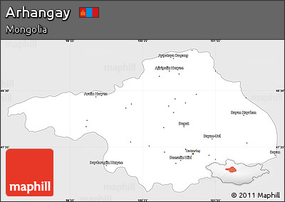 Silver Style Simple Map of Arhangay, single color outside
