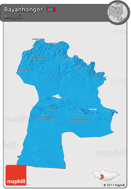 Political 3D Map of Bayanhongor, cropped outside