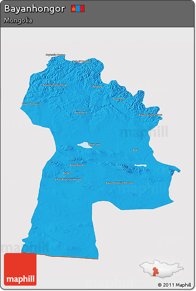 Political 3D Map of Bayanhongor, cropped outside