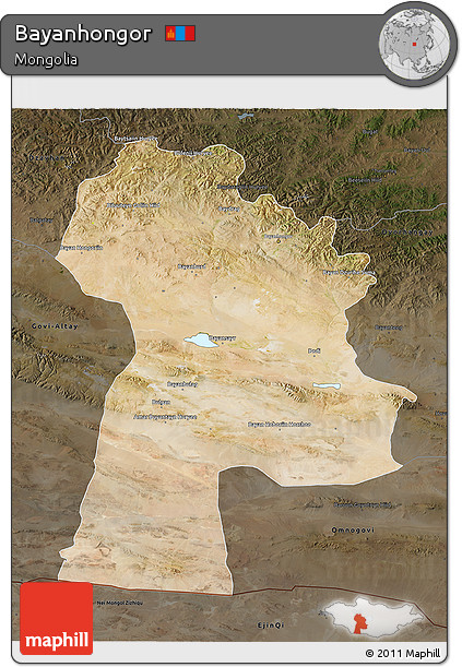 Satellite 3D Map of Bayanhongor, darken