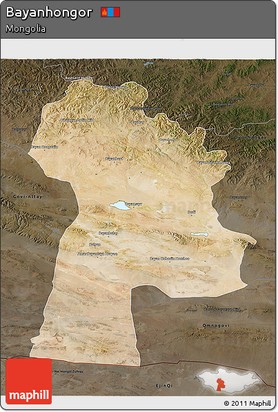 Satellite 3D Map of Bayanhongor, darken