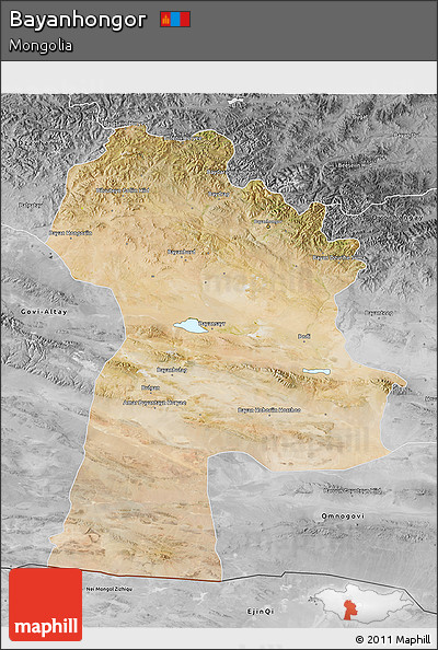 Satellite 3D Map of Bayanhongor, desaturated
