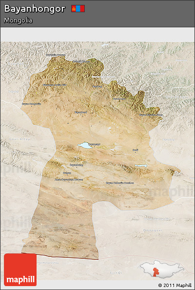 Satellite 3D Map of Bayanhongor, lighten