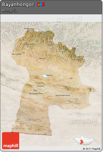 Satellite 3D Map of Bayanhongor, lighten