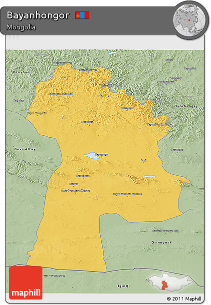 Savanna Style 3D Map of Bayanhongor