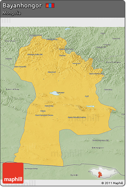 Savanna Style 3D Map of Bayanhongor