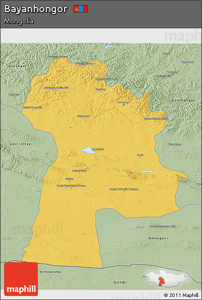 Savanna Style 3D Map of Bayanhongor