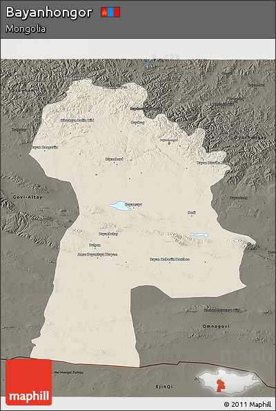 Shaded Relief 3D Map of Bayanhongor, darken
