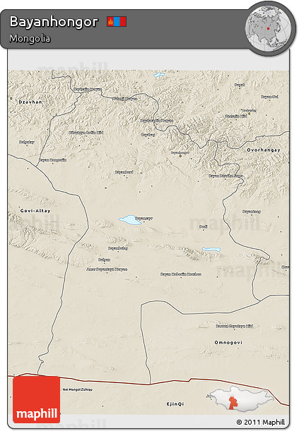 Shaded Relief 3D Map of Bayanhongor