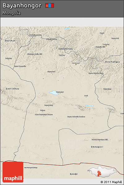 Shaded Relief 3D Map of Bayanhongor