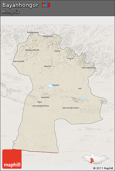 Shaded Relief 3D Map of Bayanhongor, lighten