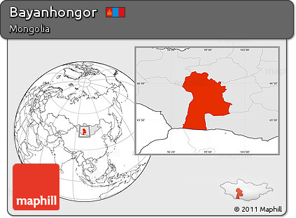 Blank Location Map of Bayanhongor, highlighted country