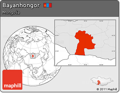 Blank Location Map of Bayanhongor, highlighted country