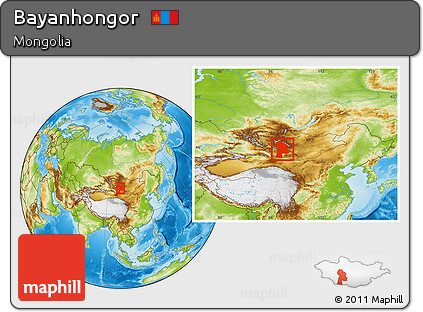 Physical Location Map of Bayanhongor, within the entire country