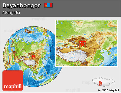 Physical Location Map of Bayanhongor, within the entire country