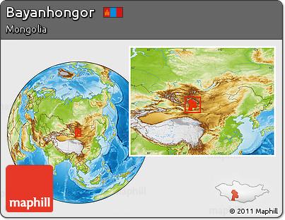 Physical Location Map of Bayanhongor, within the entire country
