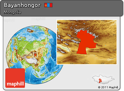 Physical Location Map of Bayanhongor