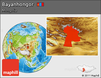 Physical Location Map of Bayanhongor