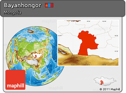 Physical Location Map of Bayanhongor, highlighted country