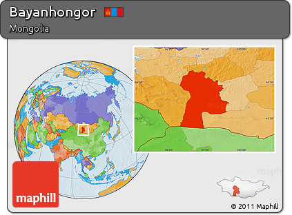 Political Location Map of Bayanhongor