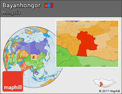 Political Location Map of Bayanhongor