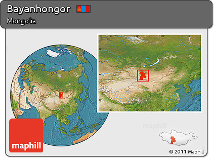 Satellite Location Map of Bayanhongor, within the entire country