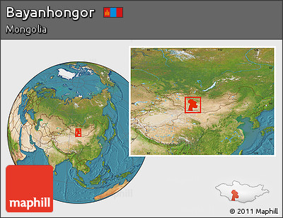 Satellite Location Map of Bayanhongor, within the entire country